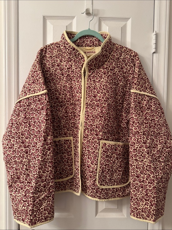 Free People Jackets & Blazers - Free People Chloe Floral Quilted Jacket in Burgundy and Cream